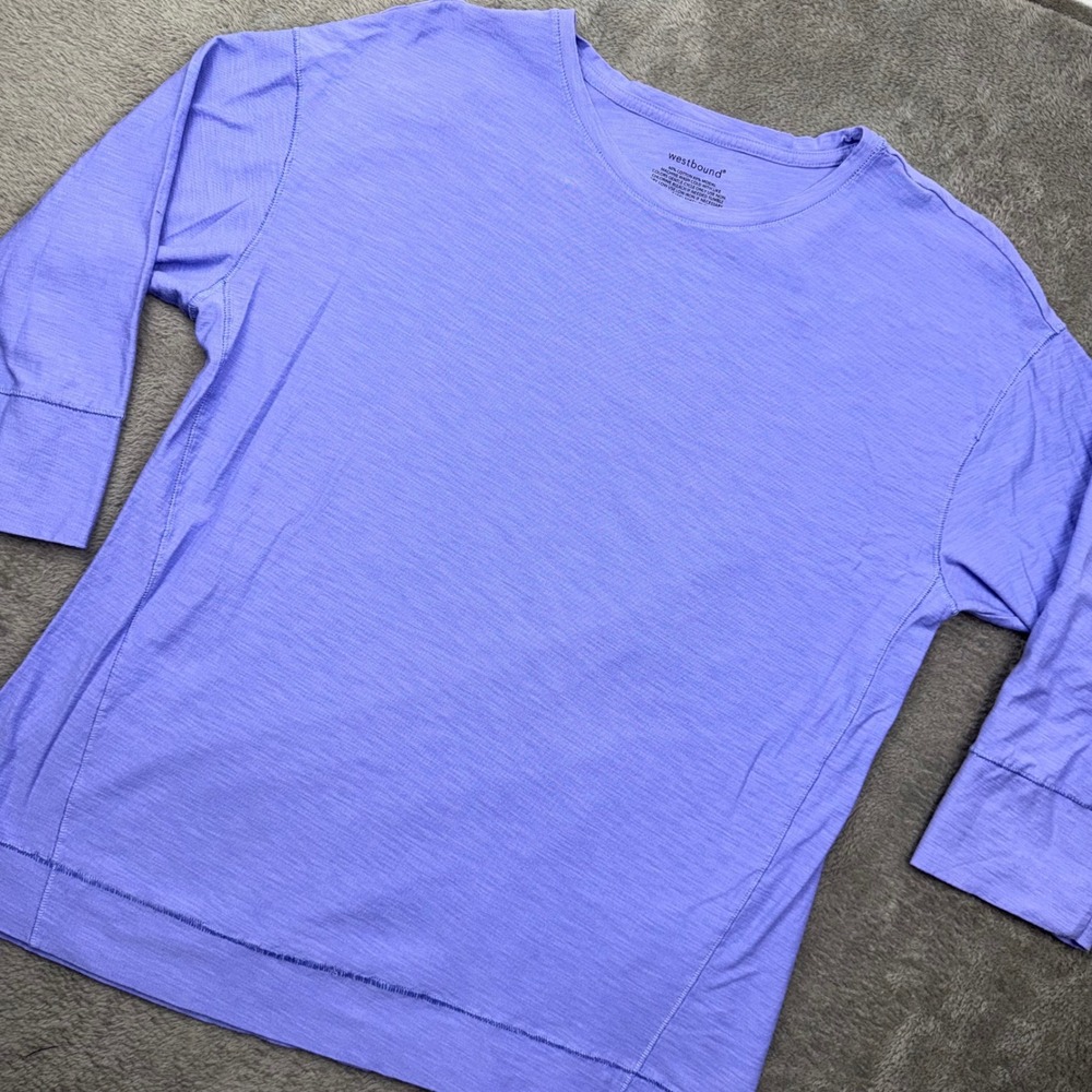 Westbound Top Womens Large Purple Excellent 3/4 Sleeve Slub Knit Cotton Modal